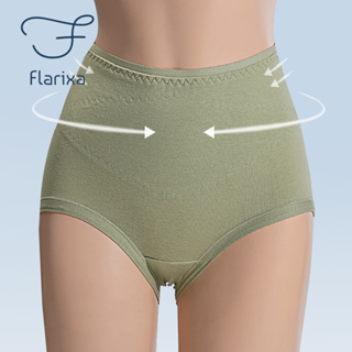 Flarixa ใหม่ กางเกงชั้นใน ผ้าฝ้าย เอวสูง ควบคุมหน้าท้อง ไร้รอยต่อ ยกสะโพก พลัสไซซ์ สําหรับผู้หญิง