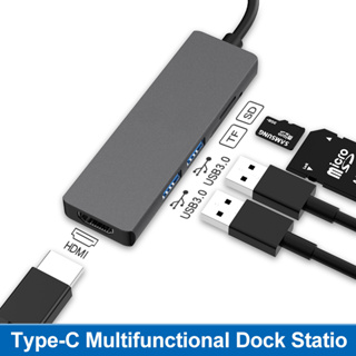 5in1 อะแดปเตอร์แปลงฮับ Type-C เป็น 4K HDMI VGA PD USB 3.0 USB 2.0 SD TF สําหรับแล็ปท็อป