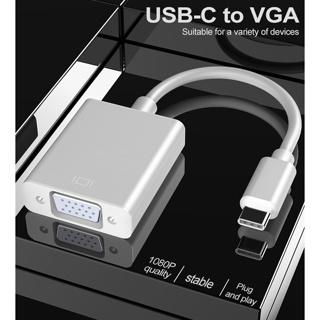 สายเคเบิลอะแดปเตอร์ Type-C เป็น VGA 1080P USBC 3.1 เป็น VGA สําหรับโปรเจคเตอร์ มอนิเตอร์คอมพิวเตอร์