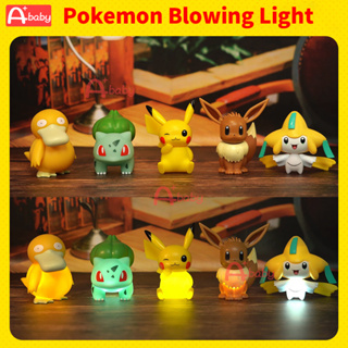 Pokemon ฟิกเกอร์โปเกม่อนเป่าแสง (Pikachu/Eevee/Psyduck/Jirachi/Bulbasaur) ของขวัญวันเกิด