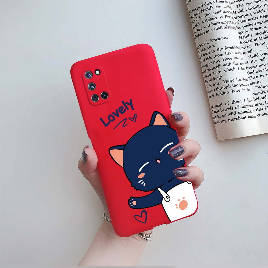 เคสโทรศัพท์มือถือ-ซิลิโคนนิ่ม-tpu-ลายการ์ตูนแมว-ดอกไม้น่ารัก-สีแคนดี้-สําหรับ-oppo-a52-a72-a92-cph2061-cph2067-cph2059