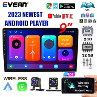Evean CarPlay [2 + 32GB] 10.1 นิ้วเครื่องเล่น Android IPS หน้าจอสัมผัส 4 คอร์ Double Din GPS WIFI FM บลูทู ธ จอภาพรถยนต์พร้อมกล้องสำรอง