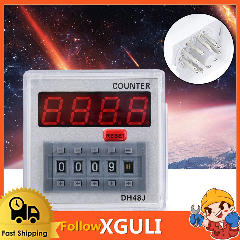 YWBL-WH DH48J-A Digitaler Zähler Mit Relais – LED-Display, 1-999900, 11-Pin, 24V AC/DC (oder 220V AC) – Für Steuerungen