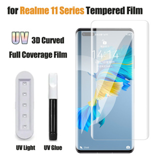 3d UV กาวเต็ม ฟิล์มกระจกนิรภัย สําหรับ Realme 10 11 Pro / Pro Plus โค้ง เต็มรูปแบบ ฟิล์มป้องกันหน้าจอ