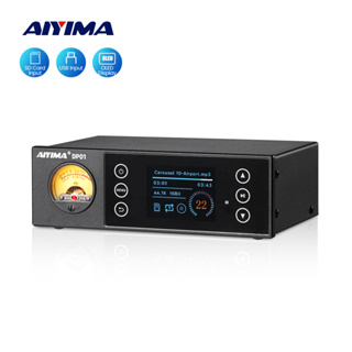 Aiyima เครื่องเล่นเสียงดิจิทัล DP01 USB หน้าจอ OLED Hi-Res SD OPT COA RCA DSD256 พร้อมเครื่องขยายเสียง VU