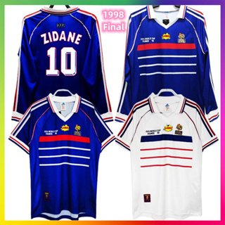 เสื้อกีฬาแขนสั้น ลายทีมชาติฟุตบอล Final Jersey Zidane 98 ชุดเหย้า สไตล์ฝรั่งเศสเรโทร # เสื้อบอล 10 Henry 12 classic De Manga long 1998 สําหรับผู้ชาย