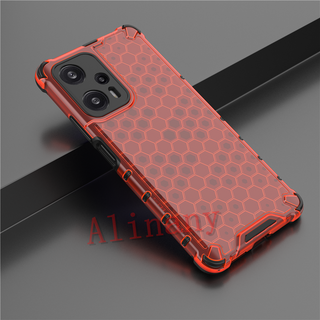 เคสสำหรับ Xiaomi POCO F5 Case พลาสติกแบบแข็ง Shockproof Honeycomb Clear Phone Casing POCO F5 Back Cover