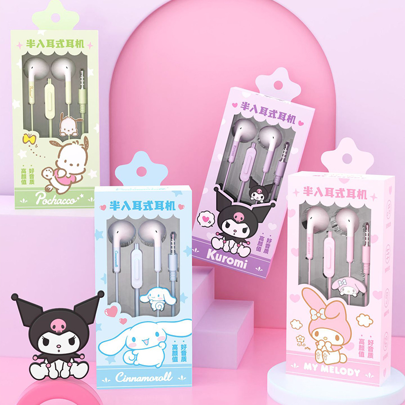 sanrio-characters-js-0132-หูฟังอินเอียร์-แบบมีสาย-กึ่งอินเอียร์-ลาย-kuromi-my-melody-pochacco-cinnamoroll-3-5-มม-คุณภาพเสียง-hifi-1-2-ม