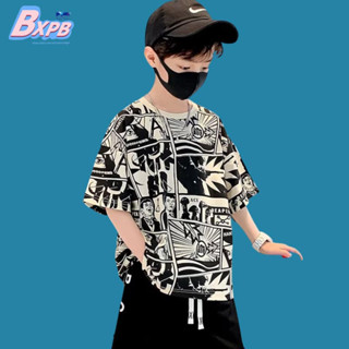 Bxpb เสื้อยืดแขนสั้นลําลอง ผ้าฝ้าย ระบายอากาศ ใส่สบาย สไตล์เกาหลี สําหรับเด็กผู้ชาย และเด็กผู้หญิง ไซซ์ 120-170