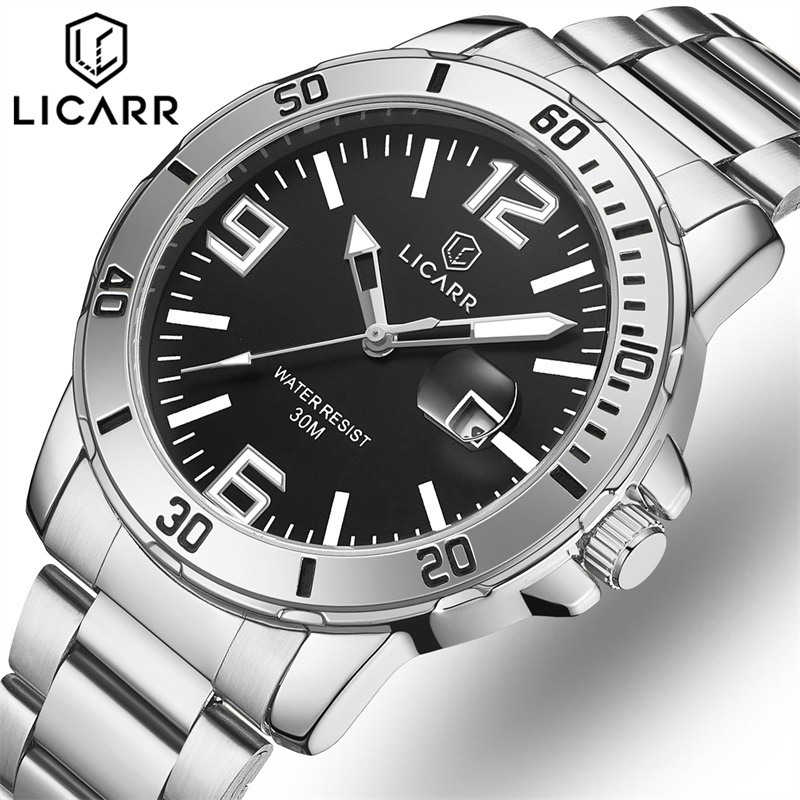 รูปภาพสินค้าแรกของLicarr นาฬิกาข้อมือสปอร์ต สายสแตนเลส แฟชั่นเรียบง่าย สไตล์นักธุรกิจ สําหรับผู้ชาย 9524