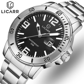 Licarr นาฬิกาข้อมือสปอร์ต สายสแตนเลส แฟชั่นเรียบง่าย สไตล์นักธุรกิจ สําหรับผู้ชาย 9524
