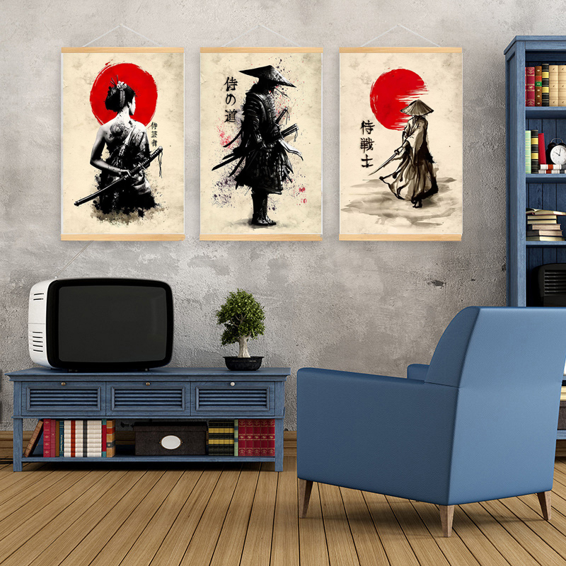 โปสเตอร์ภาพวาดผ้าใบ-รูปซามูไร-สไตล์ญี่ปุ่น-สําหรับตกแต่งผนังบ้าน-ห้องนั่งเล่น-ห้องนอน