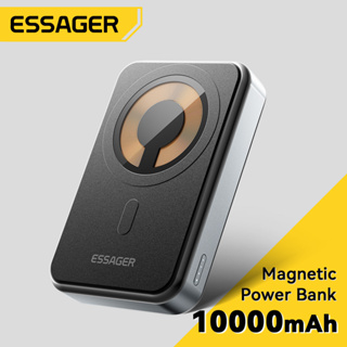 Essager พาวเวอร์แบงค์แม่เหล็ก 15W 20W พร้อมที่วางโทรศัพท์มือถือ 10000MAH แบบพกพา สําหรับโทรศัพท์ IP Samsung
