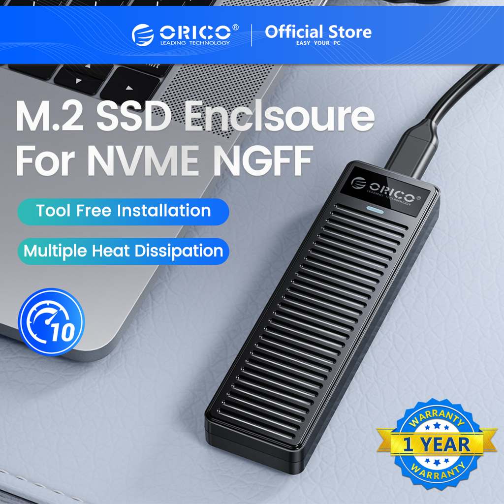 ภาพหน้าปกสินค้าOrico M.2 NVMe SSD Enclosure 10Gbps USB 3.2 Gen2 M2 กล่องเคส SSD ดีไซน์เรียบง่าย สําหรับ NVMe SATA Tool free รองรับ UASP(PDDM2C3) จากร้าน orico.th บน Shopee