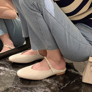 รองเท้าแตะ Mary Jane แต่งสายคล้องข้อเท้า สีเงิน แฟชั่นฤดูร้อน สําหรับผู้หญิง 2023