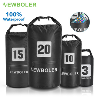 Newboler กระเป๋ากันน้ำ ถุงกันน้ำ Waterproof Bag Ocean pack กระเป๋าทรงถัง มีซิป กันน้ํา แบบพกพา 3 ลิตร 10 ลิตร 15 ลิตร 20 ลิตร