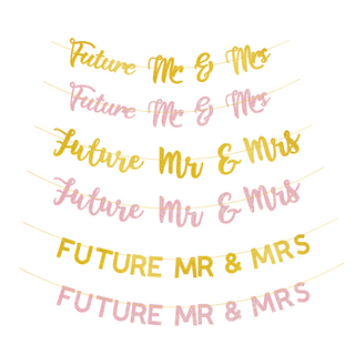 【ดีไซน์ใหม่】ธงแบนเนอร์ ลาย Mr &amp; Mrs แต่งกลิตเตอร์ สีทอง สําหรับตกแต่งงานปาร์ตี้