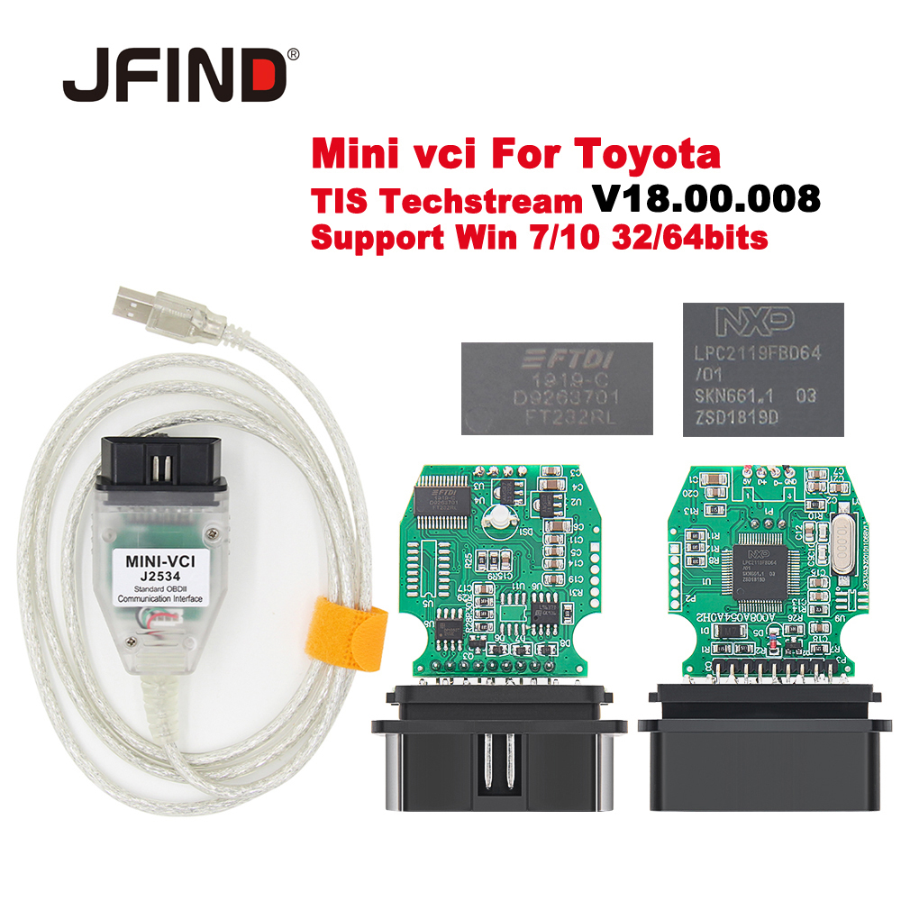 Mini VCI สายเคเบิลวินิจฉัยรถยนต์ สําหรับ Toyota TIS Techstream V18.00. ...