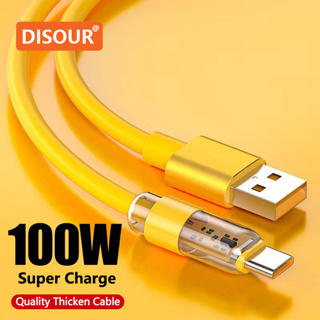 Disour สายชาร์จ Type-C 100W 6A USB-C 480Mbps แบบหนา สําหรับส่งสัญญาณข้อมูล