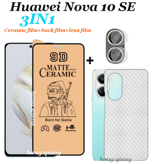 (3 In 1) ฟิล์มกระจกนิรภัยเซรามิค กันรอยหน้าจอ และกล้อง และฟิล์มด้านหลัง สําหรับ Huawei Nova 11 Nova 11i Nova10 se Huawei Nova 9SE