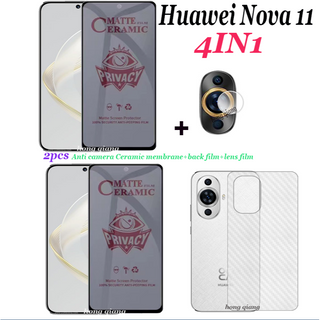 (4 In 1) ฟิล์มเซรามิค กันรอยหน้าจอ กันแอบมอง กันรอยหน้าจอ พรีเมียร์ สําหรับ Huawei Nova 11 Nova 11i Nova10 se Nova 9SE Huawei Nova 7SE Nova 8i 2 ชิ้น