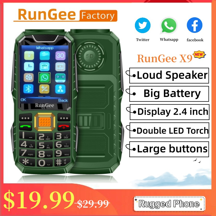 Rungee X9 ไฟฉายคู่ ขนาดใหญ่ 13800mAh แบตเตอรี่ขนาดใหญ่ สําหรับโทรศัพท์ ...