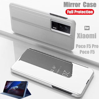 For Xiaomi Poco F5 Pro Case Smart Mirror Leather Flip Cover Xiaomi PocoF5 Magnetic Book Stand Coque