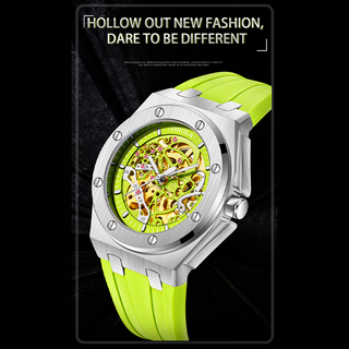 นาฬิกาข้อมืออัตโนมัติ สายซิลิโคน กันน้ํา หลากสี แฟชั่นสําหรับผู้ชาย ON3834 Olena