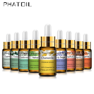 PHATOIL น้ำมันหอมระเหย สารสกัดจากธรรมชาติ คาโมมายล์ เกรปฟรุ้ต ลาเวนเดอร์ พร้อมดรอปเปอร์