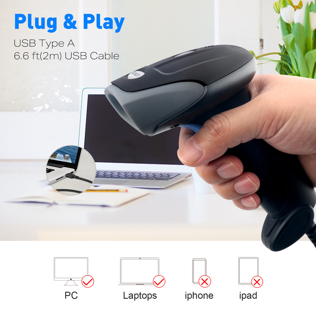 เครื่องยิงบาร์โค้ด 1D 2D QR Code เครื่องสแกนบาร์โค้ดไร้สาย laser บาร์ ...