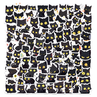 สติกเกอร์ ลายกราฟฟิตี้แมวน่ารัก สีดํา สไตล์วินเทจ สําหรับตกแต่งสมุดโน้ตบุ๊ก กีตาร์ แล็ปท็อป กระเป๋าเดินทาง DIY 100 ชิ้น