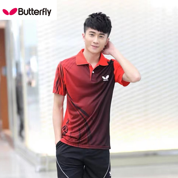 เสื้อโปโลแขนสั้น-ลายผีเสื้อ-สําหรับผู้ชายและผู้หญิง