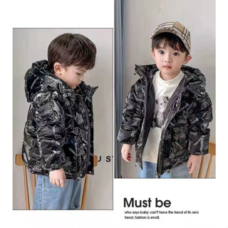 【ใหม่】❄เสื้อแจ็กเก็ตน้ําหนักเบา สําหรับเด็ก❄เสื้อแจ็กเก็ต คอปก แบบหนา ขนาดใหญ่ ลายการ์ตูน แบบใช้แล้วทิ้ง ให้ความอบอุ่น สําหรับเด็กผู้ชาย และเด็กผู้หญิง