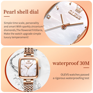 ภาพขนาดย่อของภาพหน้าปกสินค้าOLEVS นาฬิกาข้อมือผู้หญิงกันน้ำได้ 100% สายสแตนเลส นาฬิกาสแควร์ แฟชั่น ขาว โกลเด้น สีเขียว สีดำ 9951 จากร้าน olevs_official.th บน Shopee ภาพที่ 3
