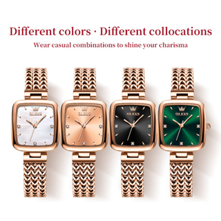 ภาพขนาดย่อของภาพหน้าปกสินค้าOLEVS นาฬิกาข้อมือผู้หญิงกันน้ำได้ 100% สายสแตนเลส นาฬิกาสแควร์ แฟชั่น ขาว โกลเด้น สีเขียว สีดำ 9951 จากร้าน olevs_official.th บน Shopee ภาพที่ 5