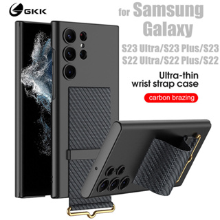 GKK Wrist Strap Holder Hard For Samsung Galaxy S23 S22 Ultra Plus Cover Camera Protection Matte Plastic Case Fundas