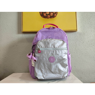 Kipling k15140/k21305 กระเป๋าเป้สะพายหลัง กระเป๋านักเรียน ลําลอง ขนาดใหญ่ สีม่วง