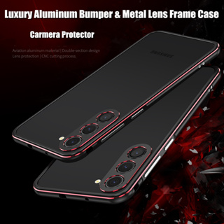 Bumper Case For Samsung Galaxy S23 S22 S21 Ultra Plus Aluminum metal Frame Slim Cover Case & Carmera Protector