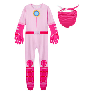 ชุดจั๊มสูทเจ้าหญิง ซูเปอร์ฮีโร่ 3D สีชมพู สําหรับเด็กผู้หญิง อายุ 3-12 ปี