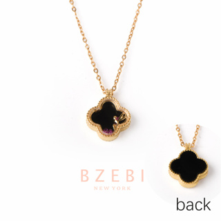 Bzebi สร้อยคอแฟชั่น ใบโคลเวอร์ สแตนเลส ผู้หญิง เครื่องประดับ จี้ gift ไม่ลอก ไม่ดำ ไม่แพ้  สี่แฉก ประดับเพชร 18k ของขวัญ สําหรับผู้หญิง 333n