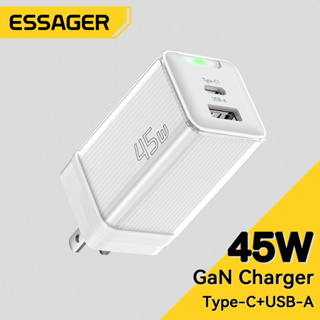 Essager อุปกรณ์ชาร์จ 45W GaN A+C รองรับการชาร์จหลายอุปกรณ์ สําหรับ Samsung&AP Phone,Mbook,notebook
