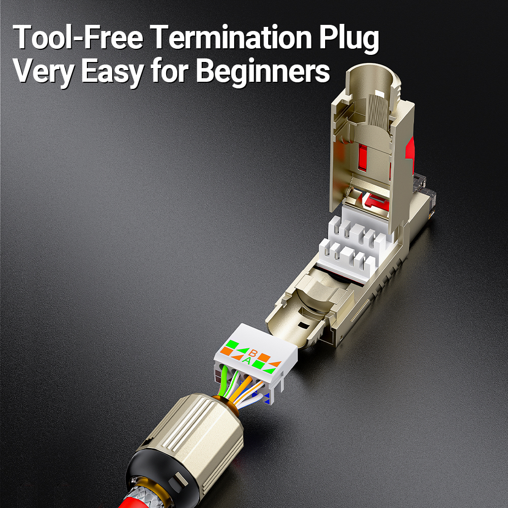 AMPCOM ตัวต่อ RJ45 CAT8, ปลั๊กโมดูลที่มีการป้องกัน, เครื่องมือการสาย ...