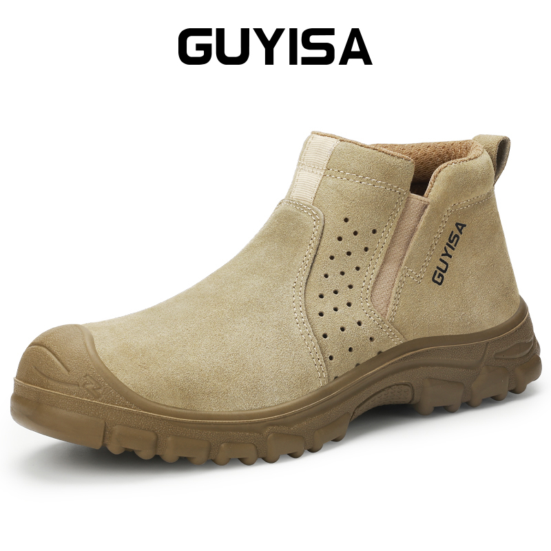 Guyisa รองเท้าเซฟตี้ หัวเหล็ก ป้องกันการแทง สีกากี 3026 | Shopee Thailand