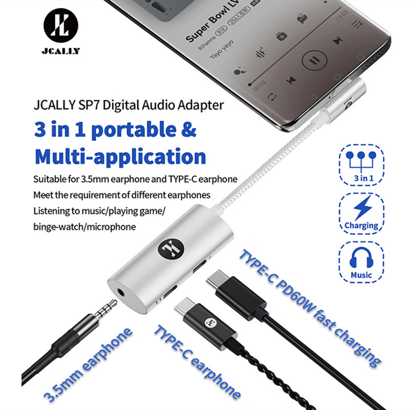 jcally-sp7-3-in-1-อะแดปเตอร์ถอดรหัสหูฟัง-typec-อเนกประสงค์-สําหรับโทรศัพท์มือถือ