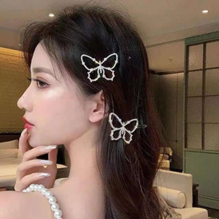 New Pearl Butterfly Hairpin Retro Clip Hairpin Clip Headdress Alloy Pearl Diamond Trendy Hair Pin Wedding