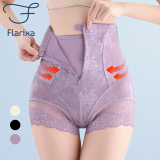 Flarixa กางเกงชั้นใน เอวสูง กระชับสัดส่วน มีซิป ไร้รอยต่อ กระชับหน้าท้อง พลัสไซซ์ สําหรับผู้หญิง กางเกงรัดหน้าท้อง กางเกงยกทรง