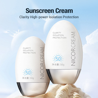 Nicor ครีมกันแดด ครีมกันแดดหน้า UV กันน้ํา Sunscreen Spf50 ป้องกันรังสียูวี 50มล SPF50 PA+++ กันน้ำและกันเหงื่อ ควบคุมความมัน ไม่มัน นุ่มลื่นทาง่าย