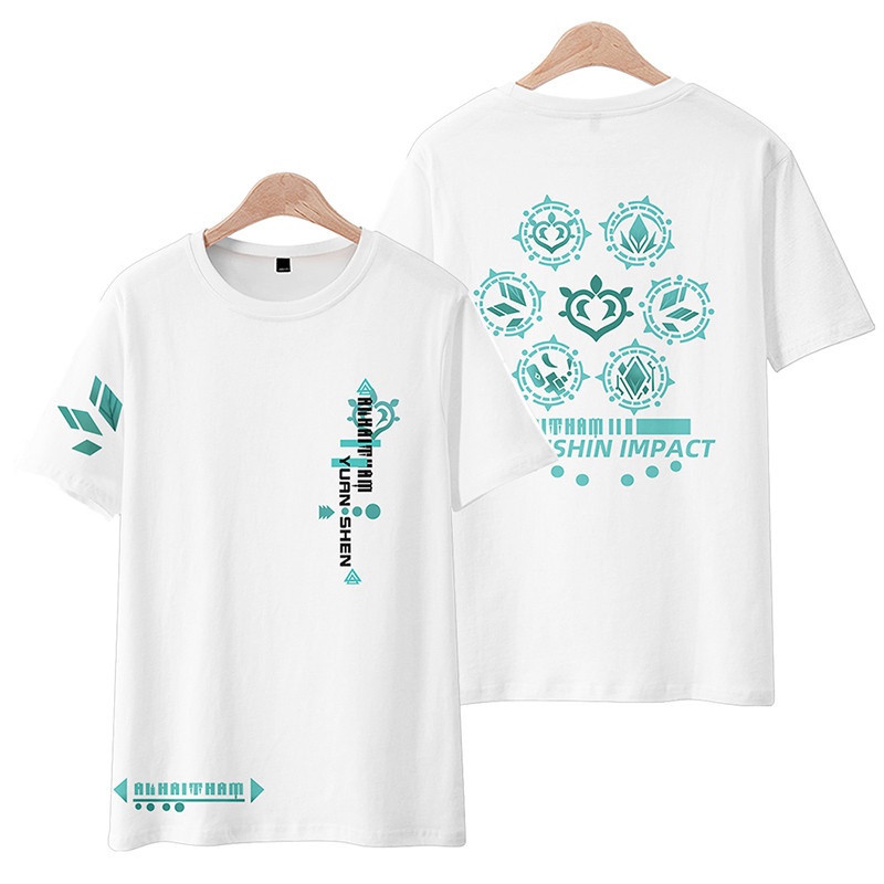 ใหม่-เสื้อยืดแขนสั้นลําลอง-มีฮู้ด-พิมพ์ลายอนิเมะญี่ปุ่น-genshin-impact-alhaitham-3d-ทรงหลวม-สําหรับผู้ชาย-และผู้หญิง