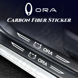 【New】ORA Good Cat สติกเกอร์คาร์บอนไฟเบอร์ ป้องกันรอยขีดข่วน สำหรับติดประตูรถยนต์ Threshold stickers to prevent trampling