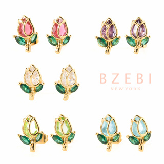 Bzebi ดอกไม้น่ารัก สแตนเลส ทองคํา jewelry เครื่องประดับ แฟชั่นเรียบง่าย สําหรับผู้หญิง 1248e